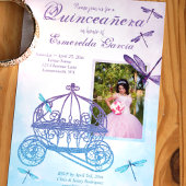 Invitation Carriage pourpre et turquoise Quinceañera