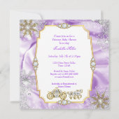 Invitation Carriage Princess Baby shower Purple Ethnic (Dos)