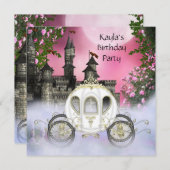 Invitation Carriage Rose Roses Princesse Anniversaire (Devant / Derrière)