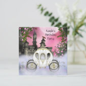 Invitation Carriage Rose Roses Princesse Anniversaire (Debout devant)
