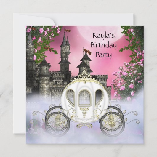 Invitation Carriage Rose Roses Princesse Anniversaire (Devant)