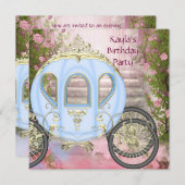 Invitation Carriage Rose Roses Princesse Anniversaire (Devant / Derrière)