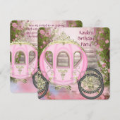 Invitation Carriage Rose Roses Princesse Anniversaire (Devant / Derrière)