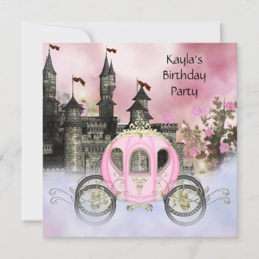 Invitation Carriage Rose Roses Princesse Anniversaire (Devant)