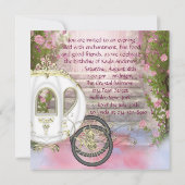 Invitation Carriage Rose Roses Princesse Anniversaire (Dos)