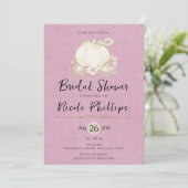 Invitation Carrosse Cendrillon Or Rose Mariage (Debout devant)