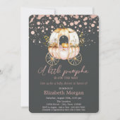 Invitation Carrosse Citrouille Points Dorés Rose Baby Shower (Devant)