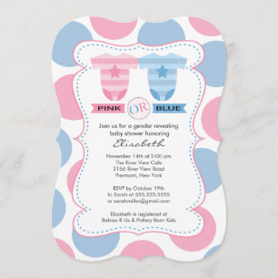 Invitation Carrosserie bleu rose Baby shower de révélation de