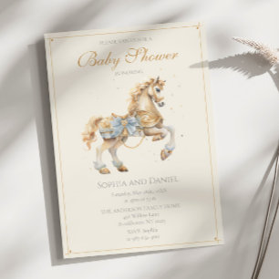 Invitation Carrousel Ancien Cheval Aquarelle Baby Shower