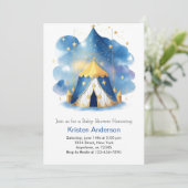 Invitation Carrousel céleste Dreamy Circus Boy Baby shower (Debout devant)