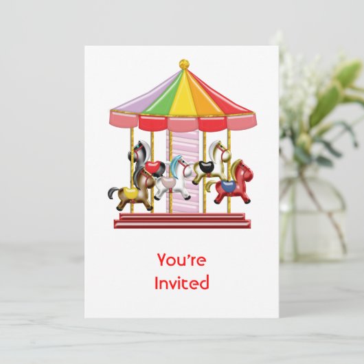 Invitation Carrousel coloré (Debout devant)