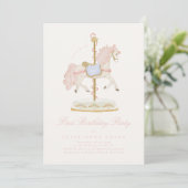Invitation Carrousel de Filles Rose Conte de Fées Première Fê (Debout devant)