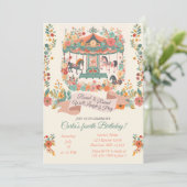 Invitation Carrousel floral Whimsical Carnival Carnival Anniv (Debout devant)