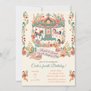 Invitation Carrousel floral Whimsical Carnival Carnival Anniv