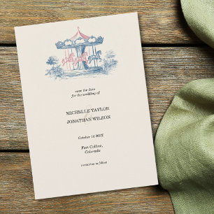 Invitation Carrousel Vintage Victorien Enregistrer la Date