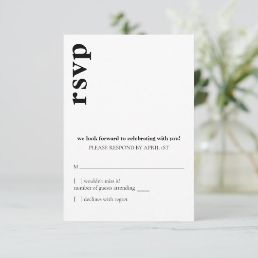 Invitation Carson Mariage moderne RSVP (Debout devant)