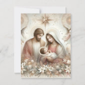 Invitation Carstock de la nativité de l'aquarelle florale imp (Devant)