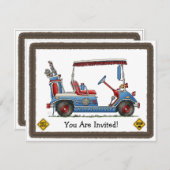 Invitation Cart de golf de Cute (Devant / Derrière)