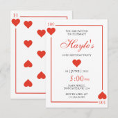 Invitation Carte à Jouer Casino Reine de Cœur 100e (Devant / Derrière)