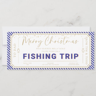 Invitation Carte-cadeau de bon de voyage de pêche Bleu Marine