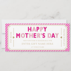 Invitation Carte-cadeau rose vif pour la fête des Mères