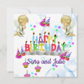 Invitation Carte d'anniversaire Anges Jumeaux (Devant)