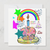 Invitation Carte d'anniversaire Arc-en-ciel (Devant)