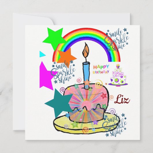 Invitation Carte d'anniversaire Arc-en-ciel (Devant)