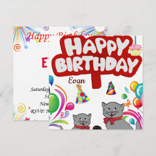 Invitation Carte d'anniversaire Chats