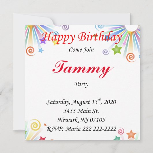 Invitation Carte d'anniversaire Cupcake Rose (Dos)