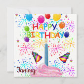 Invitation Carte d'anniversaire Cupcake Rose (Devant)