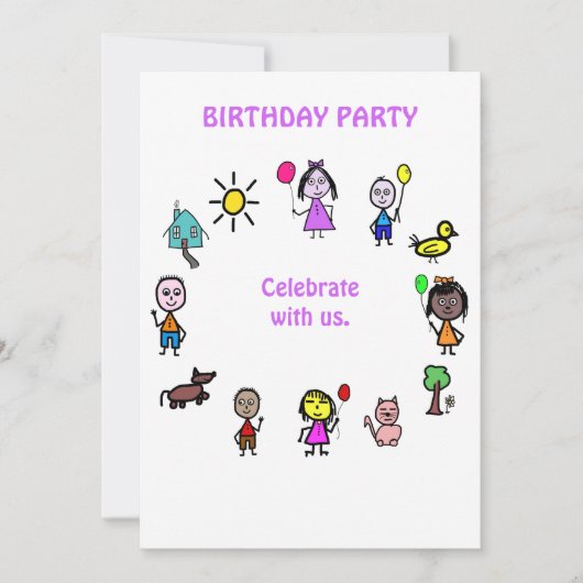 Invitation Carte d'anniversaire Enfants du Monde (Devant)