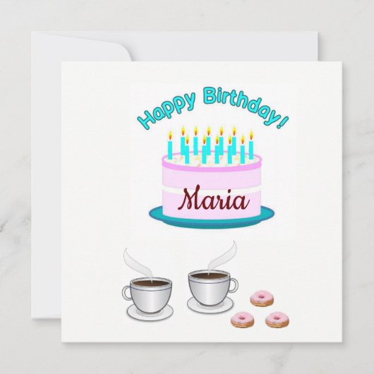 Invitation Carte d'anniversaire Gâteau Rose (Devant)