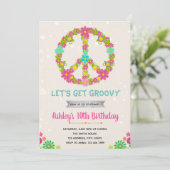 Invitation carte d'anniversaire hippie (Debout devant)