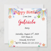 Invitation Carte d'anniversaire Licorne (Dos)