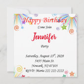 Invitation Carte d'anniversaire Ours en peluche bl (Dos)