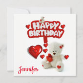 Invitation Carte d'anniversaire Ours en peluche bl (Devant)