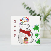 Invitation Carte d'anniversaire Ours Polaire (Debout devant)