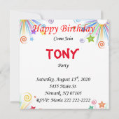 Invitation Carte d'anniversaire Ours Polaire (Dos)
