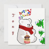 Invitation Carte d'anniversaire Ours Polaire (Devant)