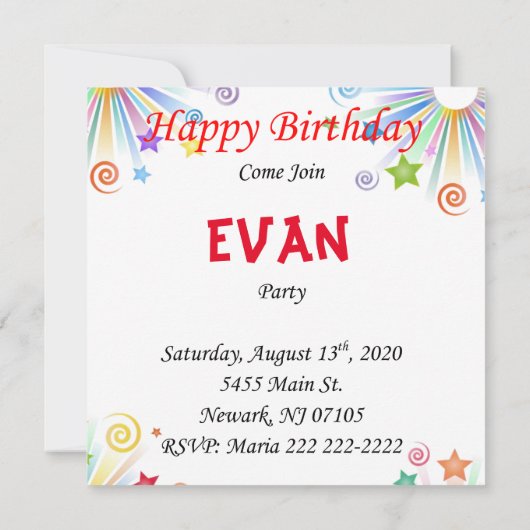 Invitation carte d'anniversaire Possum (Dos)