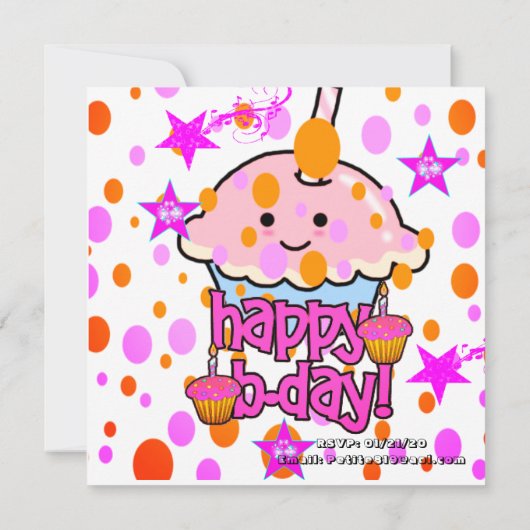 Invitation Carte d'anniversaire rayure violette à  (Dos)