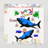 Invitation Carte d'anniversaire Requin (Devant / Derrière)