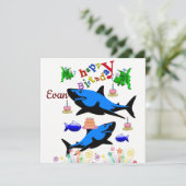 Invitation Carte d'anniversaire Requin (Debout devant)