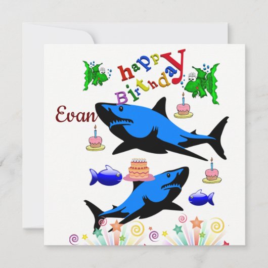 Invitation Carte d'anniversaire Requin (Devant)