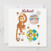 Invitation Carte d'anniversaire Singe Deux Ans (Devant)