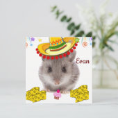 Invitation carte d'anniversaire souris (Debout devant)