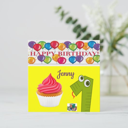 Invitation Carte d'anniversaire Un an (Debout devant)