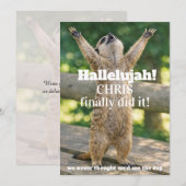 Invitation 🎓🦥Carte de célébration du suricate impertinent – (Devant / Derrière)