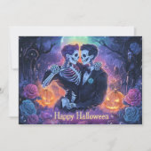 Invitation 🌈🎃Carte de danse de squelette romantique (Devant)